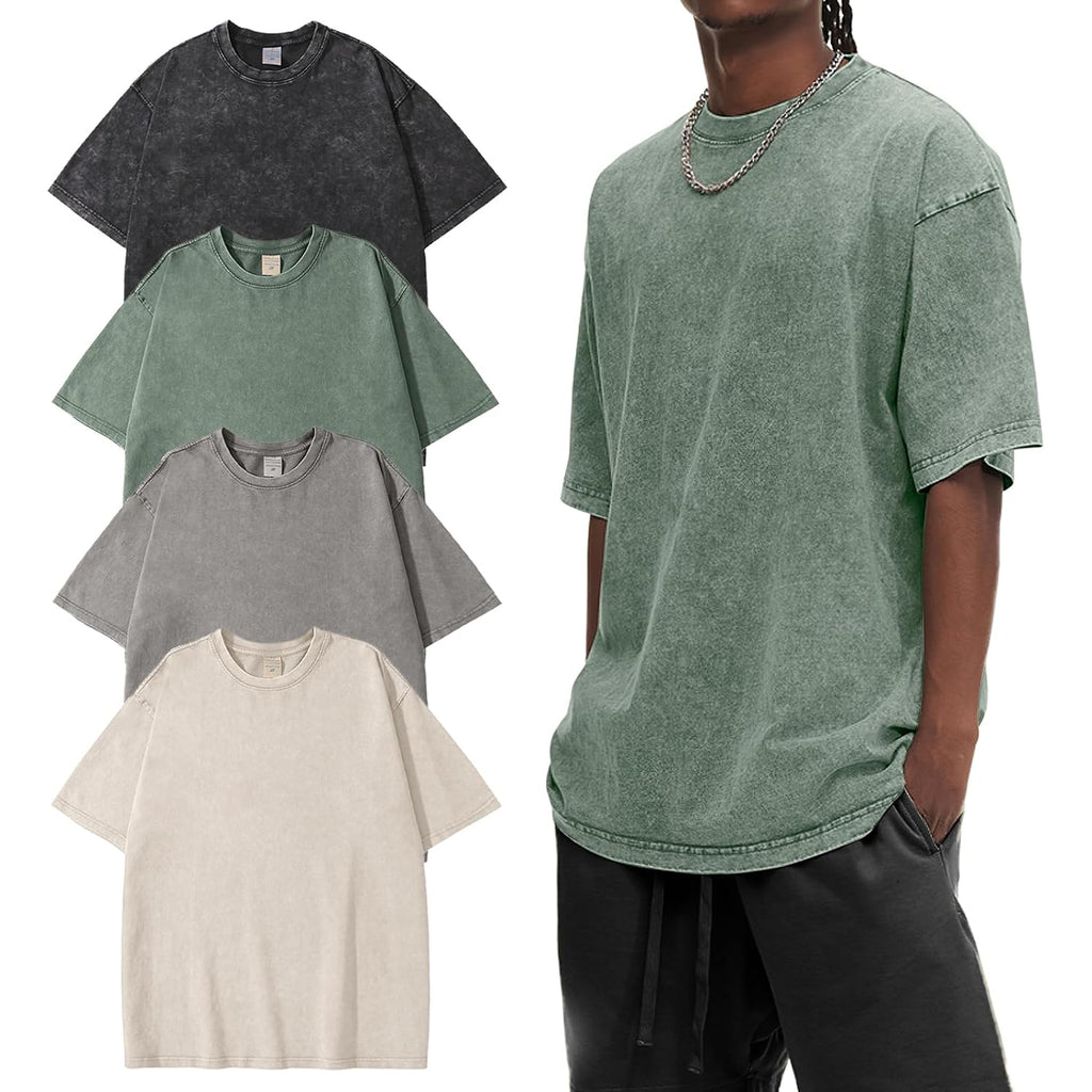 Eiscntd Men'S Oversized T-Shirts Heavyweight Cotton Vintage Washed Loose Fit Unisex Baggy Tee Shirts