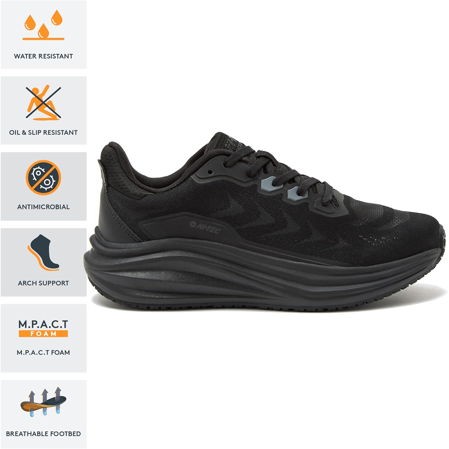 Hi-Tec Resist Sr Runner Mesh Non Slip Work Shoes For Women, Comfortable Water Resistant Womens Food Service Sneakers, Medium And Wide Width