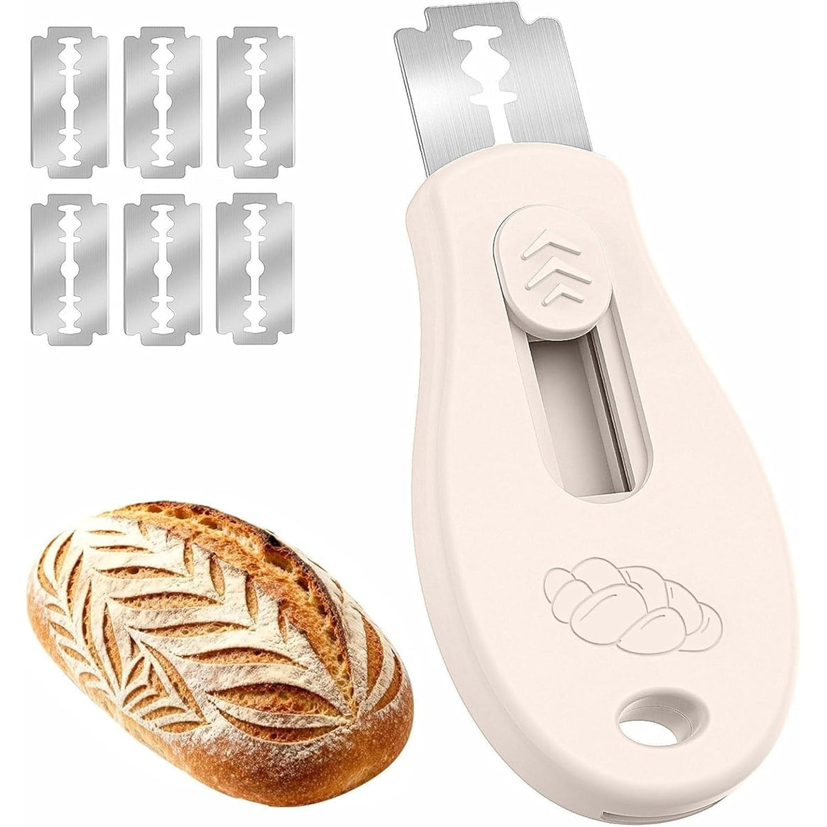 Bread Lame Sourdough Scoring Tool, Extractable & Magnetic Bread Scoring Tool, Scoring Knife For Bread Baking, Bread Razor For Homemade Bread, Sourdough Scorer Tool, Includes 5 Razor Blades-Beige