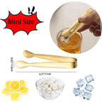 8Pcs Gold Mini Metal Tongs, 4.3"/11Cm,Stainless Steel,For Ice Cube, Sugar | Small Kitchen Accessories For Serving Food, Salad, Toaster, Desserts