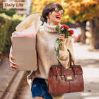 Italian Full Grain Leather Purses For Women With Stylish Fringe | Eco-Friendly Leather,Flap Turn Lock Design,Leather Tassel,Fits 9.7 Inch Ipad,Detachable Shoulder Strap