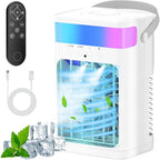 Portable Air Conditioner, Cooling Fan 3 Speeds & 3 Modes Personal Cooling Fan Mini Air Conditioner Fan With Remote, 1500Ml Water Tank, Night Light, No Battery, For Home Office Bedroom
