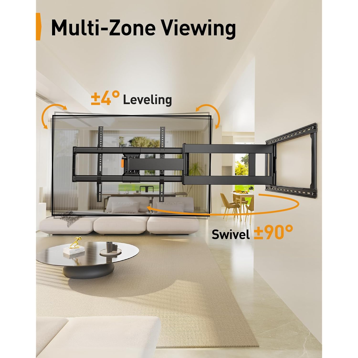 Perlegear Long Arm Full Motion Tv Wall Mount For 42–97 Inch Tvs Up To 150 Lbs, Pre-Assembled Tv Mount With Full Swivel, Tilt And Extension, Fits 8″/12″/16″/24″ Wood Studs, Max Vesa 800X400Mm, Pgxlf02