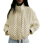 Women Polka Dot Jacket Lightweight Zip Up Coat 2026 Trendy Fall Outfits Cropped Spring Jackets With Pockets
