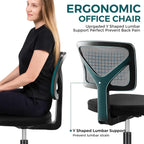 Dumos Small Office Chair Armless, Ergonomic Adjustable Home Office Swivel Rolling Task Chair No Arms, Comfy Mesh Mid Back Computer Work Vanity Desk Chiars With Wheels For Small Spaces, Inky