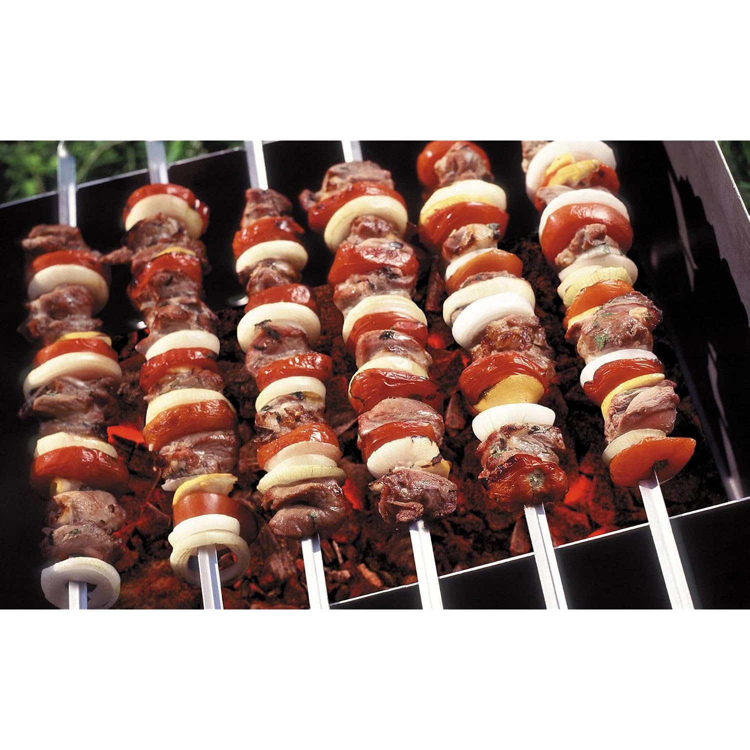 Metal Skewer For Grilling,Kabob Skewer,Flat Bbq Barbecue Skewer,Grilling Skewers Set,Reusable Bbq (14" Skewer(16 Pack))