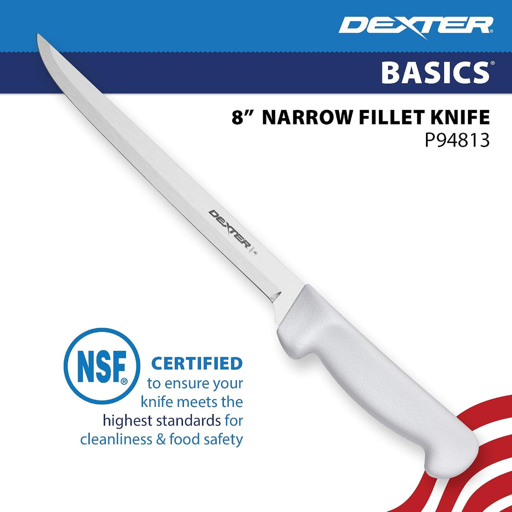 Dexter Basics 8" Flexible Fillet Knife | Stainless Steel Blade With Sharp, Smooth Edge | White, Slip-Resistant Handle