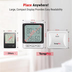 Temppro Tempair 500 Ft Indoor Outdoor Thermometer Wireless With Sensor | 3.3" Lcd Backlit Display, Front Button, Outside Thermometer With Cold-Resistant Sensor For Patio Garage, Batteries Included