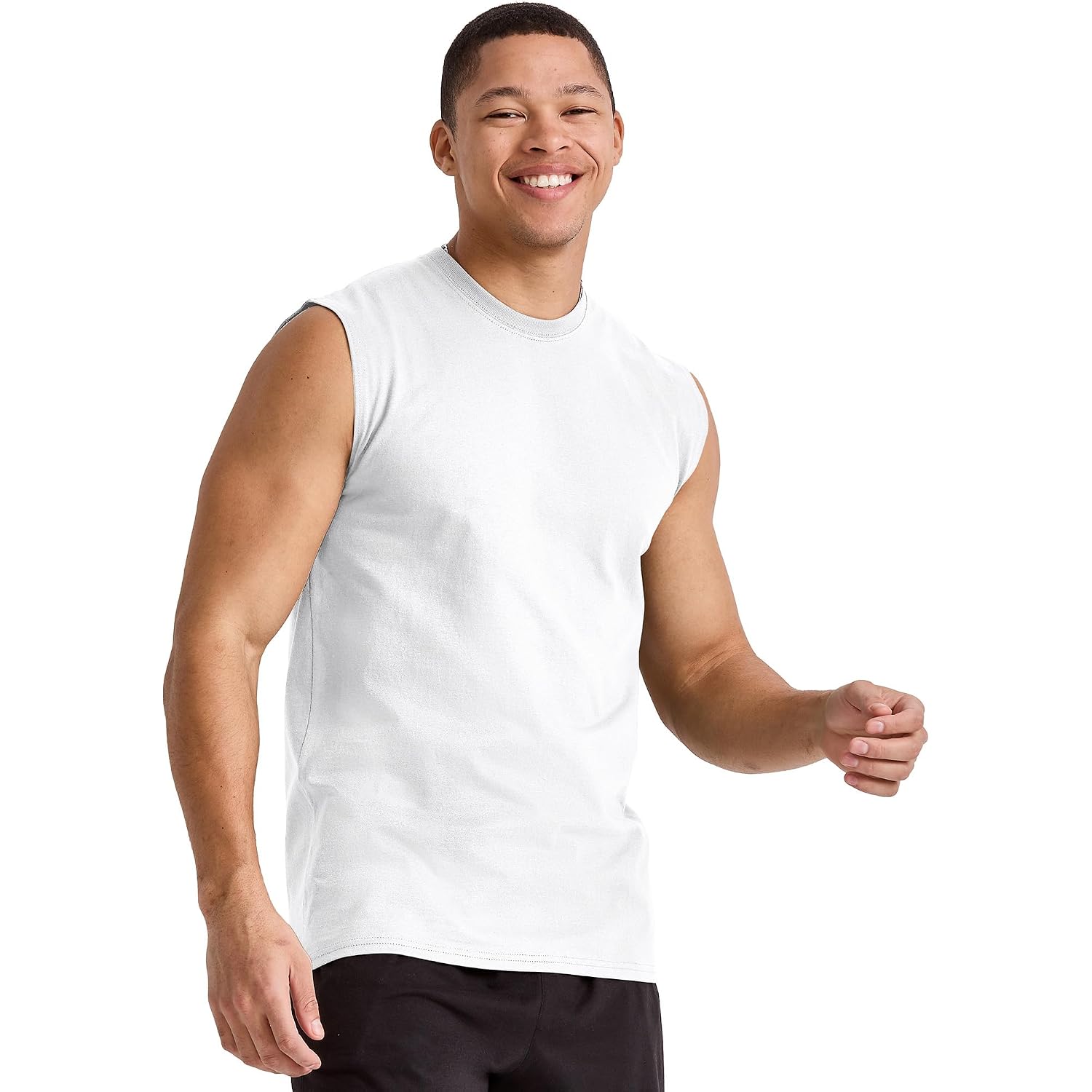 Hanes Men'S Essentials Midweight Muscle T-Shirt Pack, Cotton Muscle Tank Shirts, 3-Pack