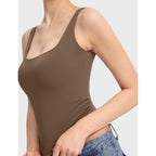 Pumiey Women'S Square Neck Tank Top Sleeveless Double Lined Basic Tops Sharp Collection