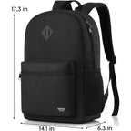 Yamtion Black Backpack For Women Men,Casual School Backpack Teen Boys And Girls 15.6 Inch Laptop Bookbag With Usb Charger For College High School Travel Business