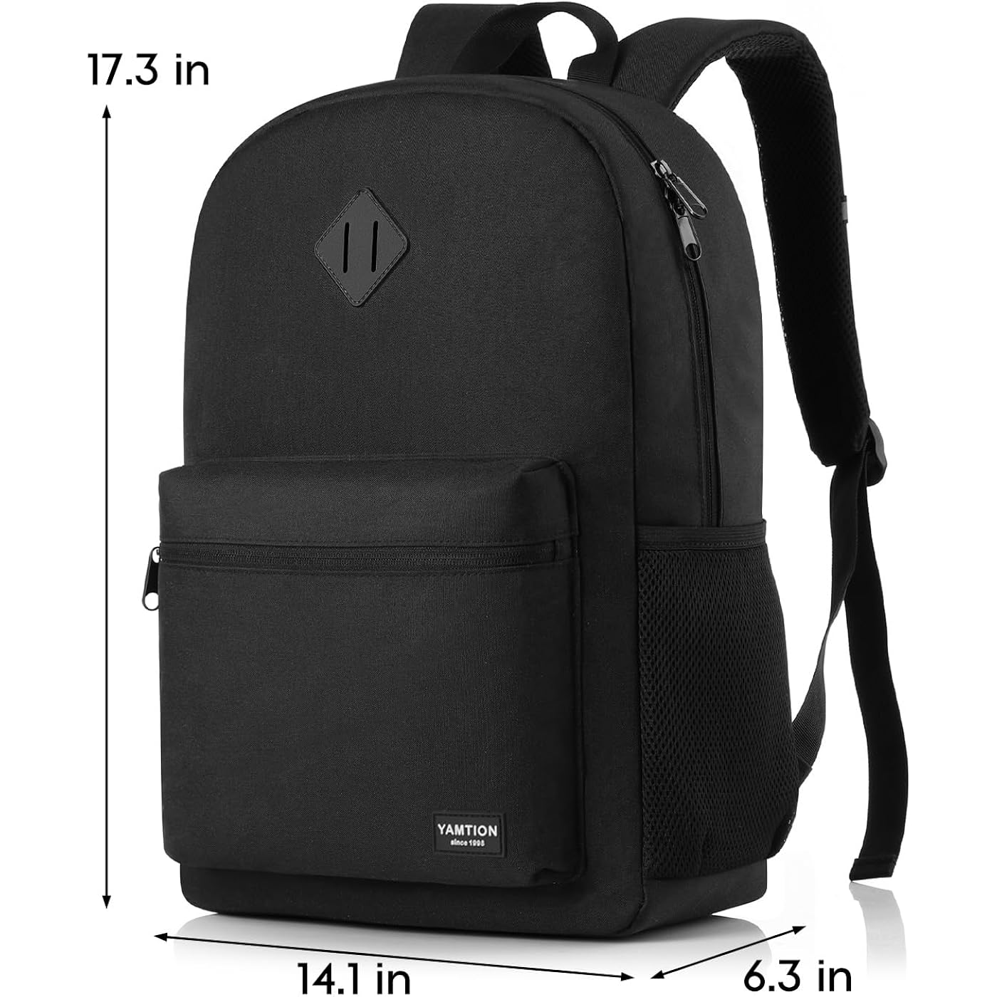 Yamtion Black Backpack For Women Men,Casual School Backpack Teen Boys And Girls 15.6 Inch Laptop Bookbag With Usb Charger For College High School Travel Business