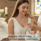 Mothers Day Gifts for Mom Infinity Cross Necklace for Women, 14K Gold Plated Necklace Unique Trendy Cross Pendant Jewelry, Non Tarnish & Waterproof Christian Jewelry - First Communion Confirmation Easter Gifts