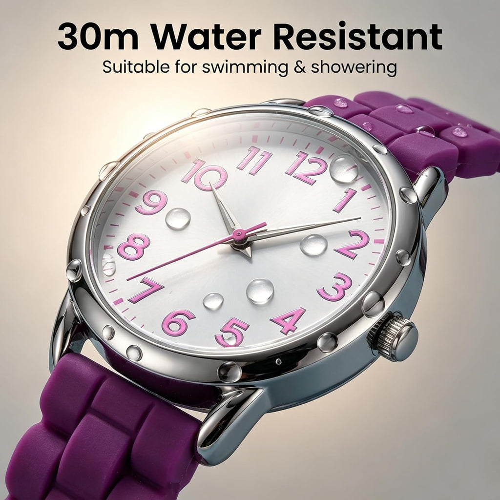 Bisley 35Mm Watches For Women Big Face Easy Reader Silicone Strap Water Proof