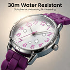 Bisley 35Mm Watches For Women Big Face Easy Reader Silicone Strap Water Proof
