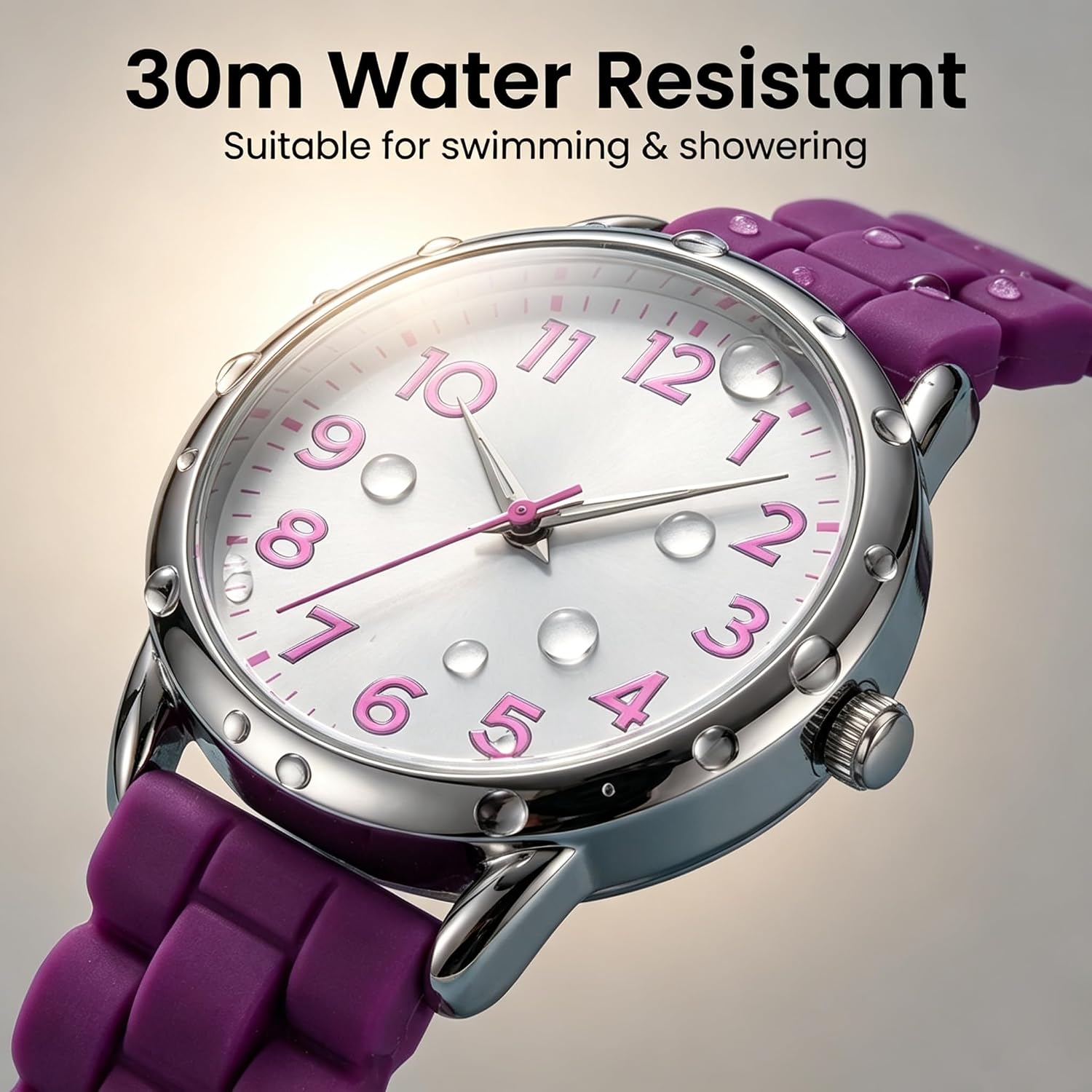 Bisley 35Mm Watches For Women Big Face Easy Reader Silicone Strap Water Proof