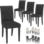 Welzona Upholstered Dining Chairs Set Of 4, Button Tufted Parsons Dining Chair With Solid Wood Legs, Modern Fabric Side Chair For Dining Room/Kitchen/Restaurant/Hotel- Black