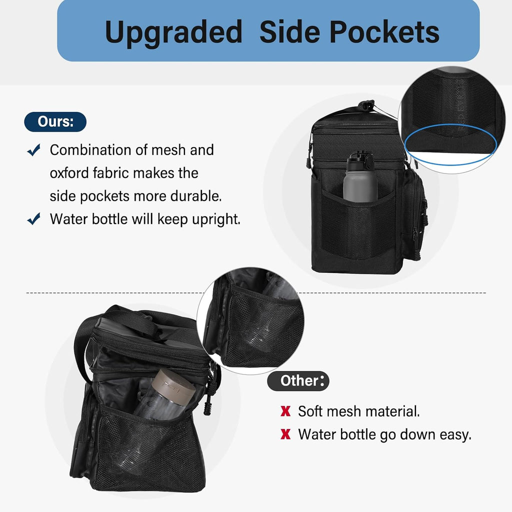 Lunch Box Cooler Bag - Tactical Insulated Lunchbox For Men - Large Soft Expandable Lunch Pail For Adults Work Outdoor Shifts Trips Black 16L