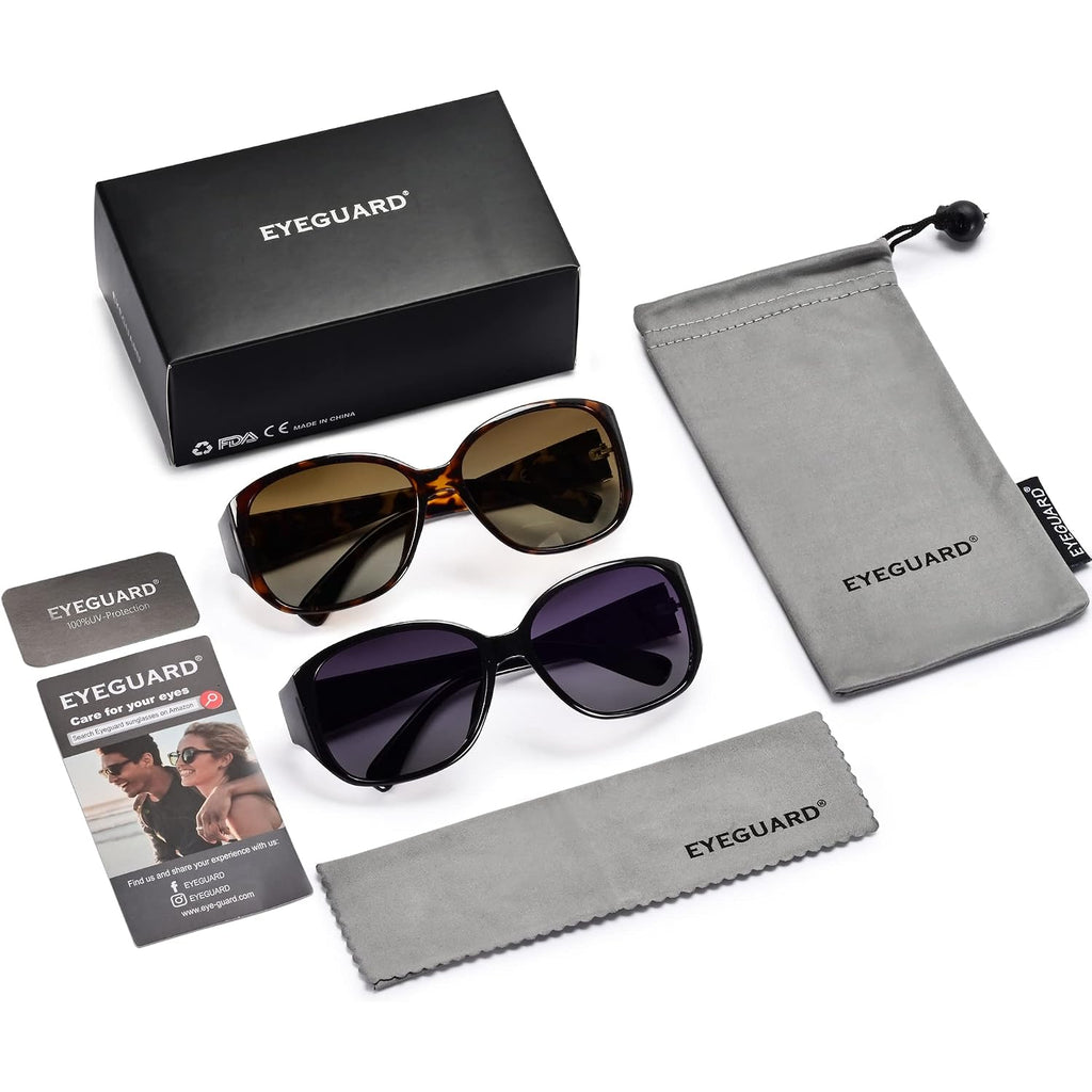 EYEGUARD Polarized Sunglasses for Women Retro Vintage Driving Sun glasses UV400 Protection Black + Tortoise
