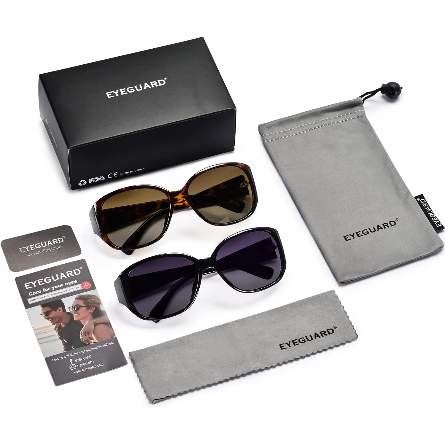 EYEGUARD Polarized Sunglasses for Women Retro Vintage Driving Sun glasses UV400 Protection Black + Tortoise