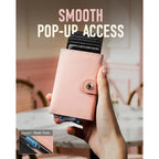 Women Wallet RFID Blocking Wallet for Women, Slim Small Size, Full Grain Leather, Pop up Credit Card Holder, Trifold, Minimalist, Pink Saffiano 9-11 Cards Capacity ID Window Cash Pocket,Gift for Her