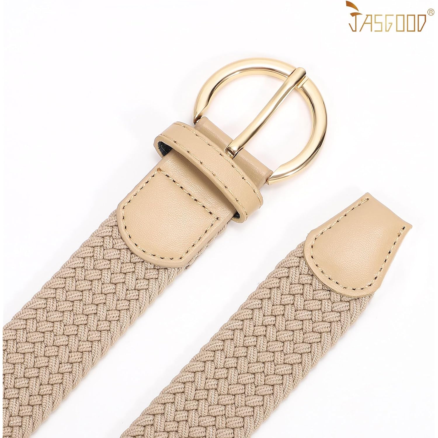 JASGOOD Women Men Braided Woven Elastic Stretch Waist Belt Golf Canvas Fabric Casual Belt for Jeans Pants