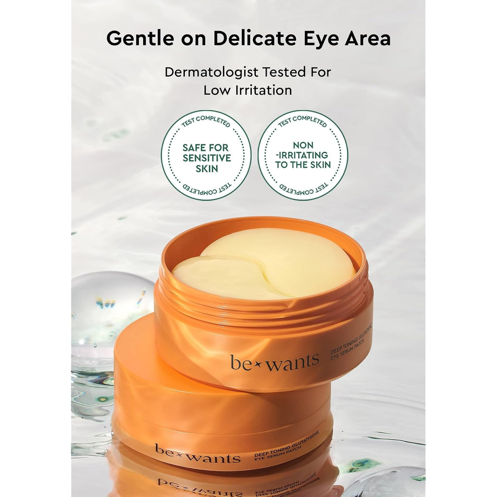 Bewants Deep Toning Glutathione Eye Serum Patch | Korean Retinol And Caffeine Eye Patches | Advanced Glutathione Skincare Gel Patch | 60 Undereye Mask Patches