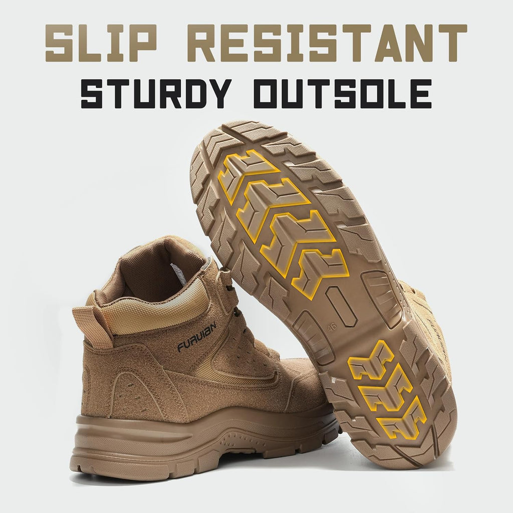Furuian Steel Toe Boots For Men Women Lightweight Work Boots Pioneer Series | Astm Certificated Safety Shoes, Width Option, Non Slip Rubber Sole, Comfortable Work Shoes For Construction, Warehouse, Yard