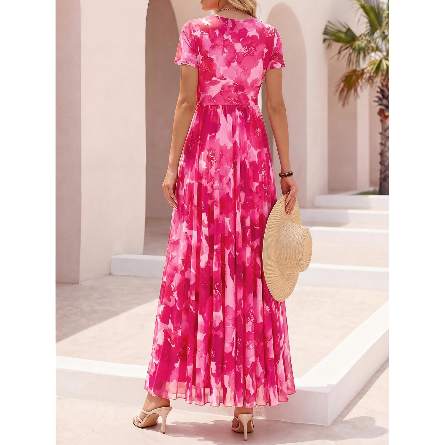Btfbm Summer Dresses For Women 2026 Formal Short Sleeve Floral Homecoming Dress Maxi Wedding Guest Vacation Outfits