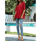 Ebifin Womens Oversized Tshirts V Neck Tee Shirts Half Sleeve Loose Fit T Shirt Cotton Tunic Tops