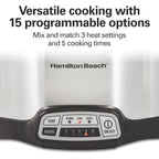Hamilton Beach Set & Forget 4 Quart Programmable Slow Cooker | Flexible Cooking Options With 3 Heat And 5 Time Settings | Dishwasher-Safe Stoneware Crock & Glass Lid | Silver