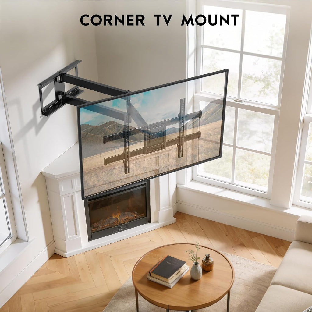 Bontec Corner Tv Wall Mount With Extra Long 40.9” Extension Arm For 32–75 Inch Tvs, Holds Up To 132 Lbs, Full Motion Dual Arm Tv Bracket With Tilt, Swivel, Level Adjustment, Max Vesa 600×400Mm