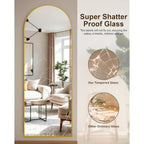 59"X16" Floor Mirror Full Length, Arched Full Length Mirror With Stand, Full Body Mirrors For Bedroom Living Room Or Cloakroom Gold