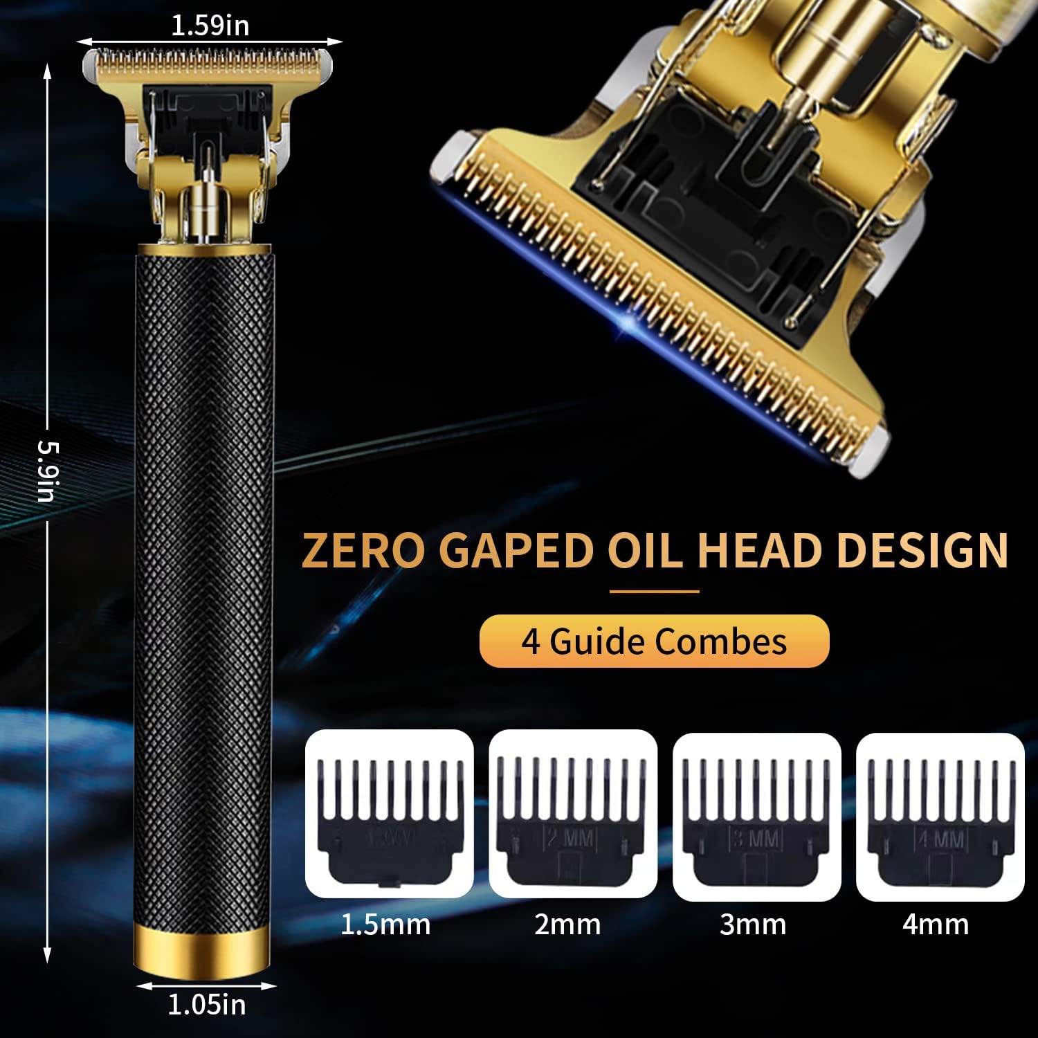 Hair Trimmer For Men, Electric Hair Clippers Cordless Beard Trimmer Shaver Electric T Blade Hair Trimmer, Zero Gapped Hair Clippers Cutting Grooming Kit With Guide Combs Ear Spoon Tool Set, Black.