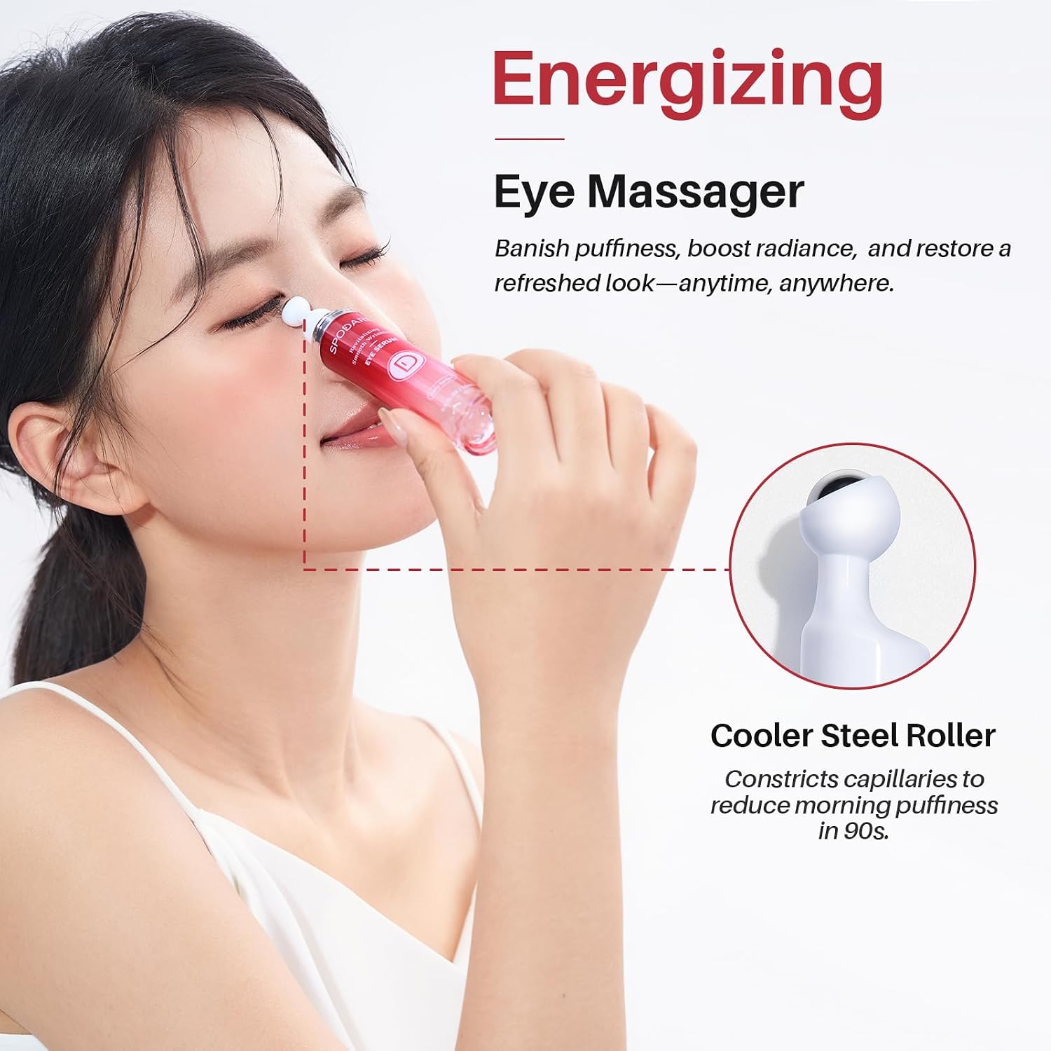 Spodare Eye Serum, Dark Circles Under Eye Treatment With Caffeine And Retinol, Hyaluronic Acid, Niacinamide And Peptides For Puffiness, Fine Lines And Wrinkles, 360° Massage Ball, 0.5 Fl Oz