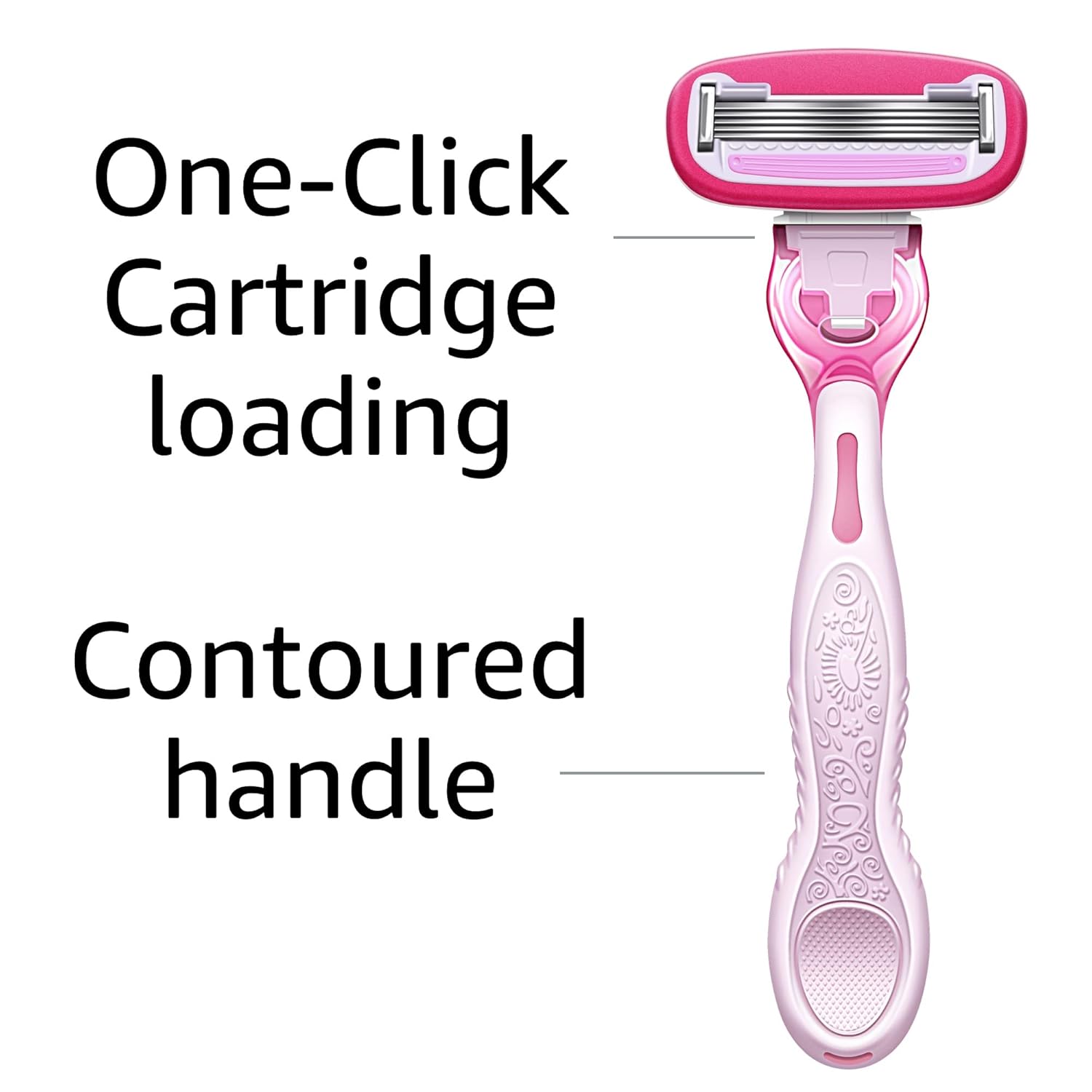 Amazon Basics Women's 5-Blade Razor for Smooth, Close Shave, FITS Amazon Basics Handle and Venus Handles, Includes 1 Handle, 2 Cartridges & 1 Shower Hanger