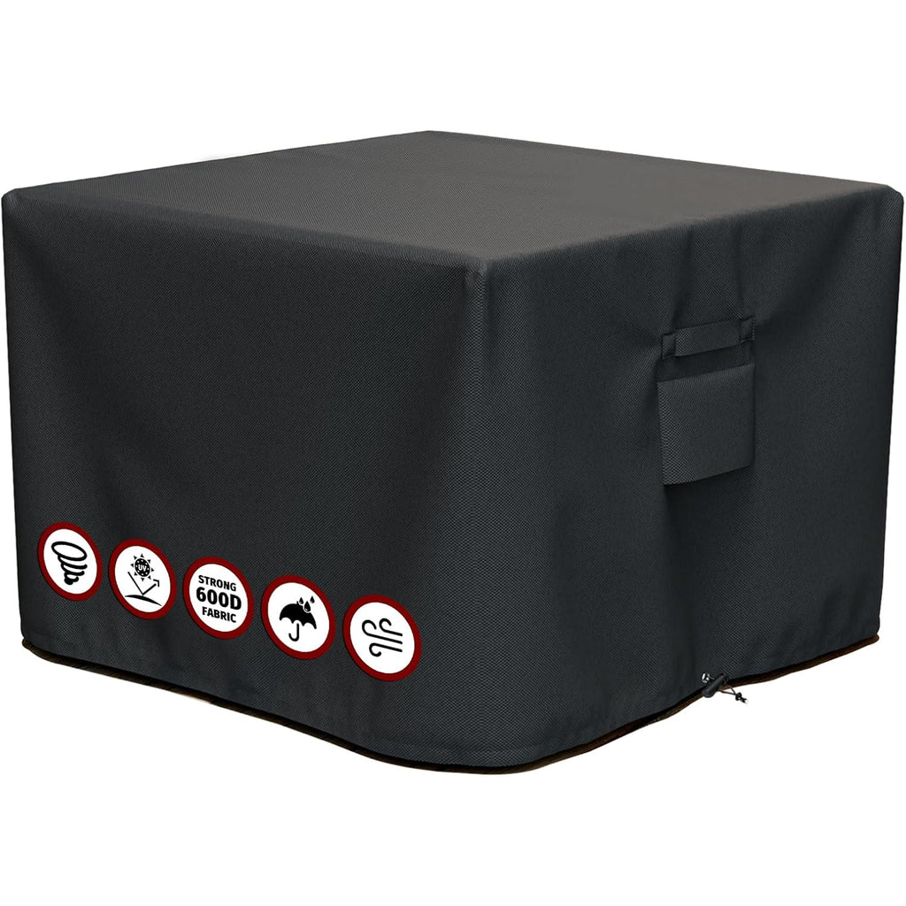 Shinestar Fire Pit Cover Square, Fits For 28-32 Inch Fire Pit Table, Gas Fire-600D Heavy Duty Fabric, Waterproof And Windproof, 32 X 32 X 24 Inches, Black