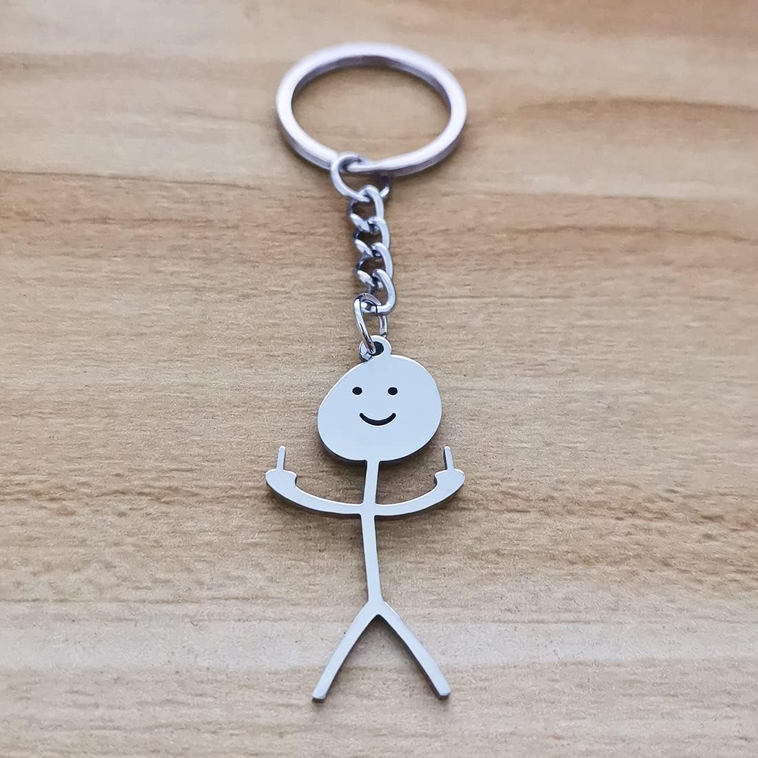 Stainless Steel Funny Doodle Keychain Middle Finger Pendant Keyring Long Distance Friendship Jewelry for Men Women