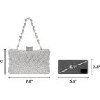 Women Sparkly Rhinestone Clutch With Chains, Glitter Evening Handbag Purse Shoulder Bag For Wedding Party Prom