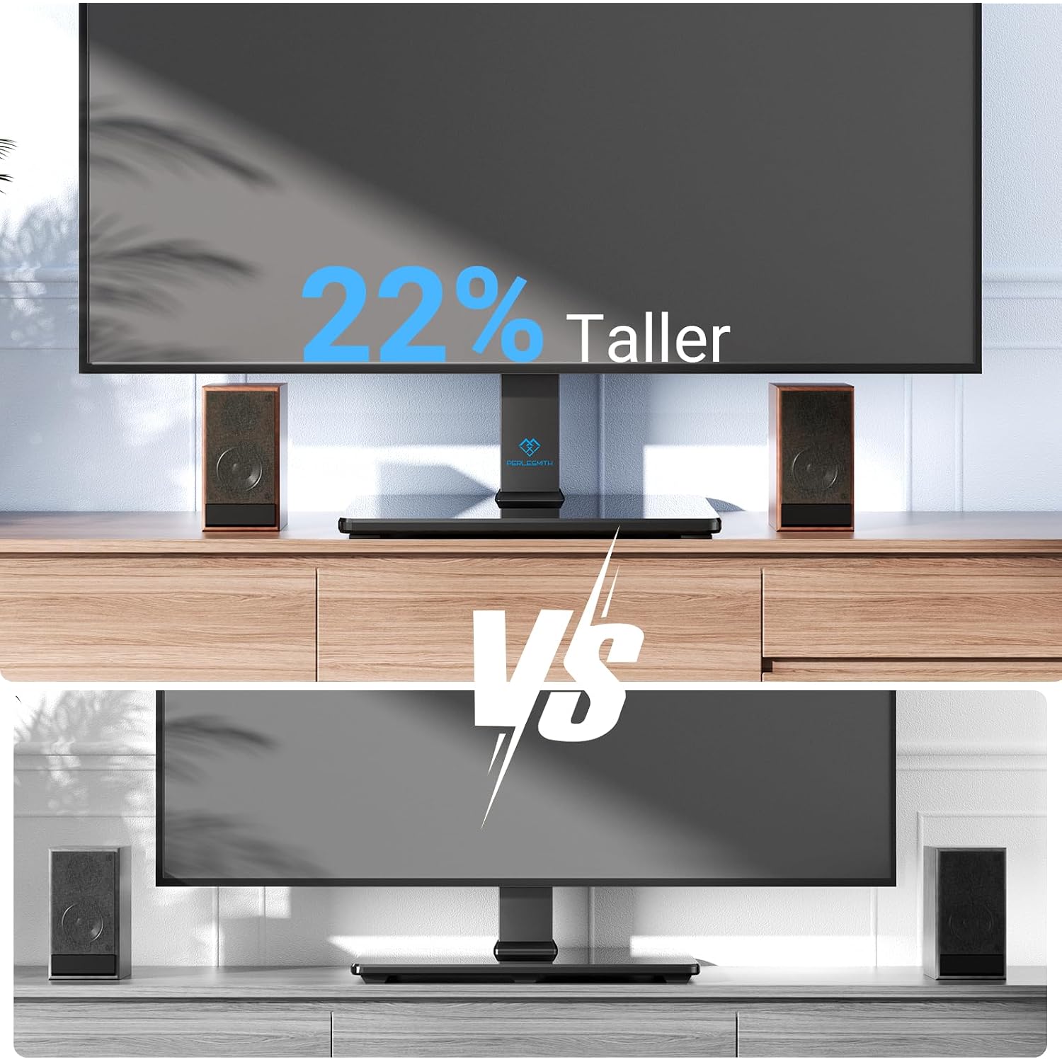 Perlesmith Universal Swivel Tv Stand For 32-75 Inch Tvs, Table Top Tv Stand Base Up To 99 Lbs, 4 Height Adjustable Universal Tv Legs With Tempered Glass Base, Max Vesa 600X400Mm, Pstvs02-N1