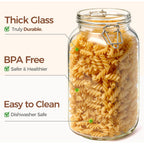 Comsaf Large Square Glass Jars With Airtight Lids 78 Oz 3 Pack Wide Mouth | Flour Sugar Rice, Coffee Storage, Pantry Organization, Large Capacity, Cabinet Organization, Dry Goods, Sourdough Pickling