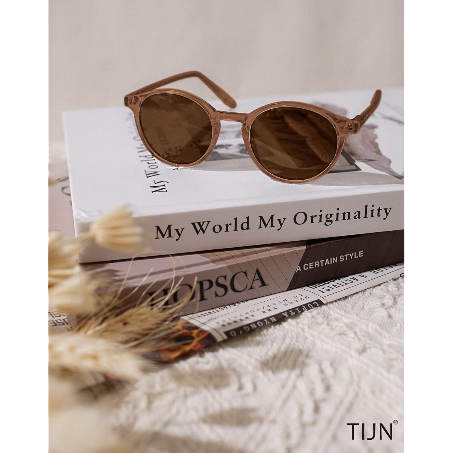 TIJN Round Sunglasses for Women Men,Retro 90s Small Circle Sunglasses,Polarized UV400 Protection,Colored Lens Vintage Shades