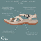 Viakix Womens Walking Sandals: Cute Stylish Comfy Athletic Sport Outdoor Hiking Sandal for Trekking Water Outdoor Beach With Arch Support for Womens Ladies