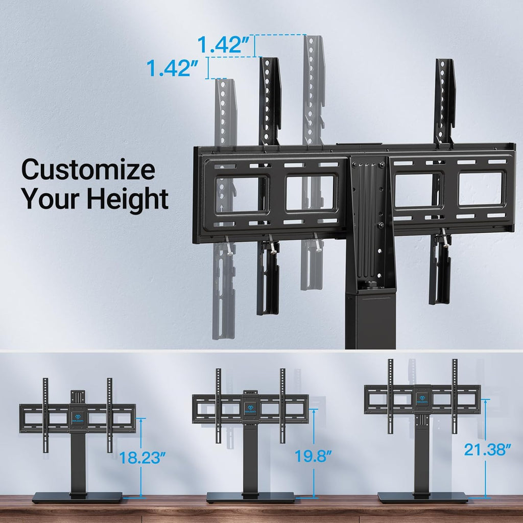 PERLESMITH Universal Swivel TV Stand Legs for 37-75 inch TVs, Height Adjustable Tabletop Mount Holds up to 99lbs, Television Table TV Stands for Livingroom & Bedroom, Universal VESA 600x400mm, PSTVS13