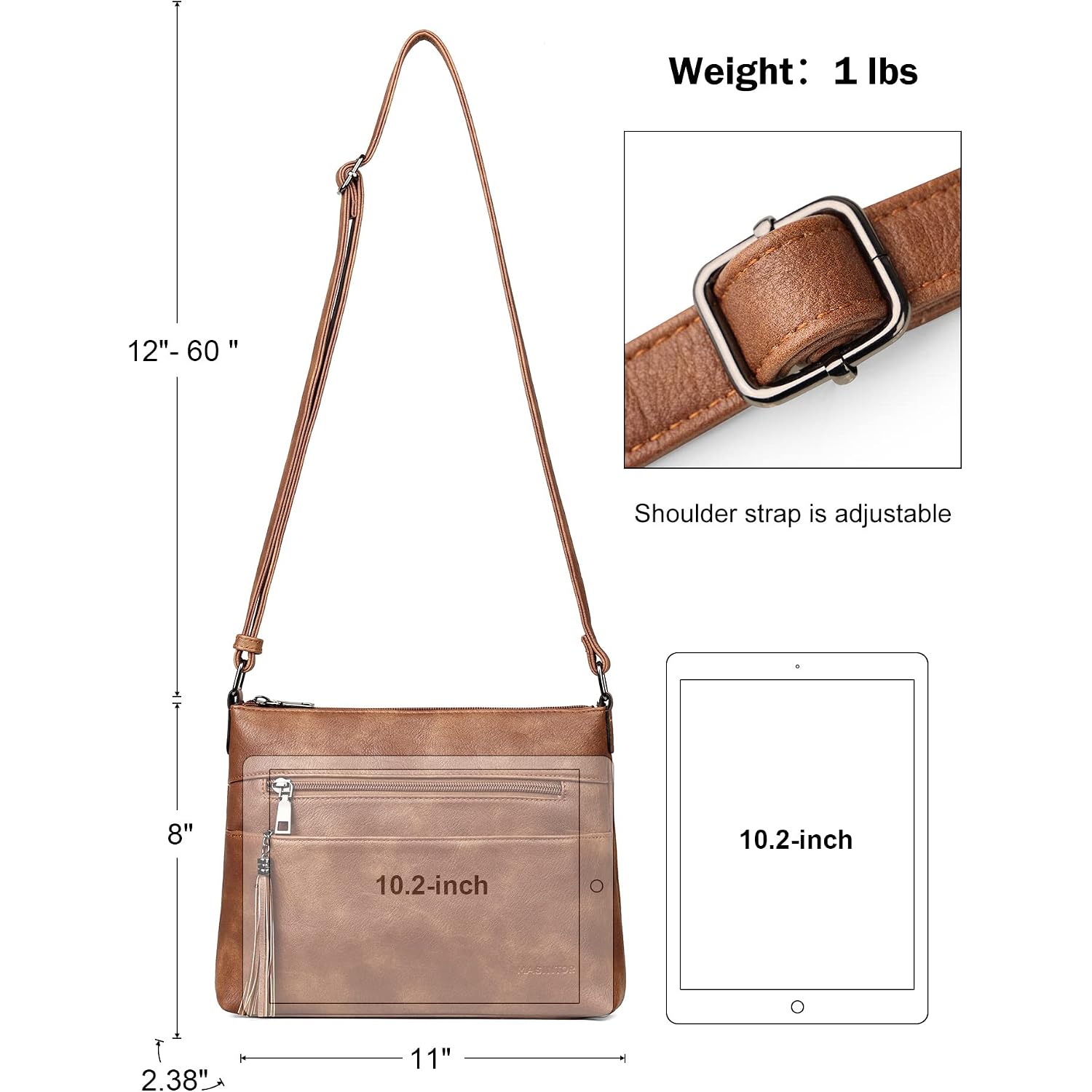Masintor Crossbody Bags For Women, Lightweight Medium Crossbody Purse, Soft Leather Women'S Shoulder Handbags With Tassel | Lightweight