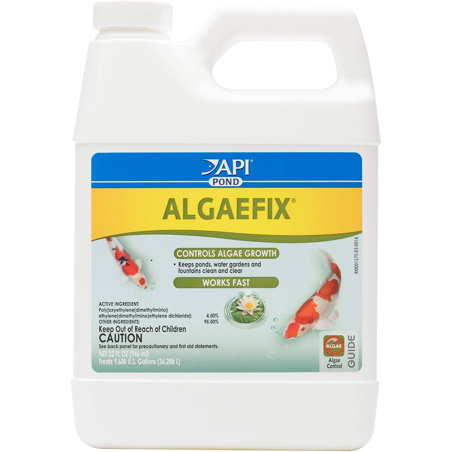 Api Pond Algaefix (32 Fl Oz) Pond Algae Control - Copper Free - Clean, Clear Water - Up To 9600 Gallons - Safe For Fish & Plants - Water Gardens, Fountains - Natural Active Ingredient - Epa-Registered