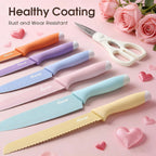 Knife Set, 13 PCS Kitchen Knives Set with Nonstick Ceramic Anti-Rust Coating, Stainless Steel Chef Knife Sets with 6 Blade Guards, Dishwasher Safe, House Warming Gifts New Home