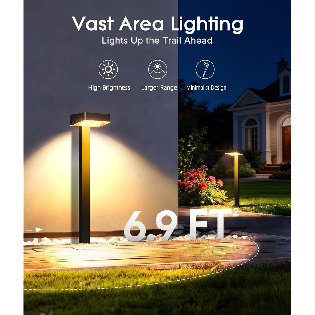 Solar Pathway Lights Outdoor, 8 Pack Garden Lights Solar Powered Path Lights With Larger Led Lens, 2 Light Modes Waterproof Outdoor Solar Light For Yard Driveway Walkway Landscape, Warm White