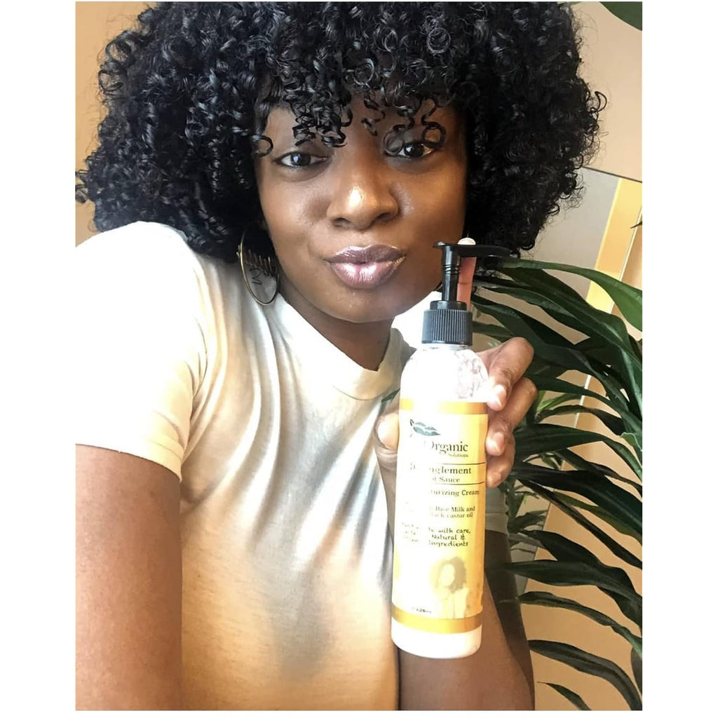 J'Organic Solutions Knot Sauce Detangler/Leave-In Cream with Haitian Castor Oil for Curly, Kinky, Coily 4C Hair - Natural Hydration & Anti-Breakage