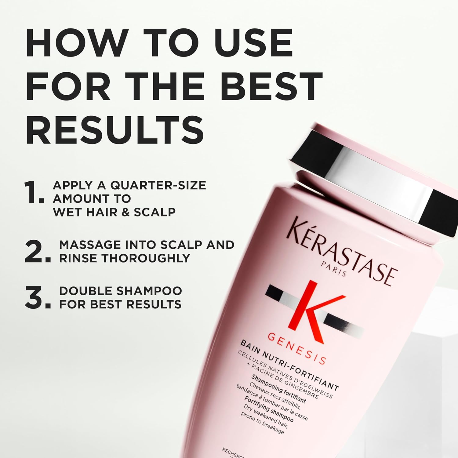 Kerastase Genesis Strengthening Nutri-Fortifiant Shampoo - For Weak or Damaged Hair, Detangles & Hydrates, For Normal to Dry Hair